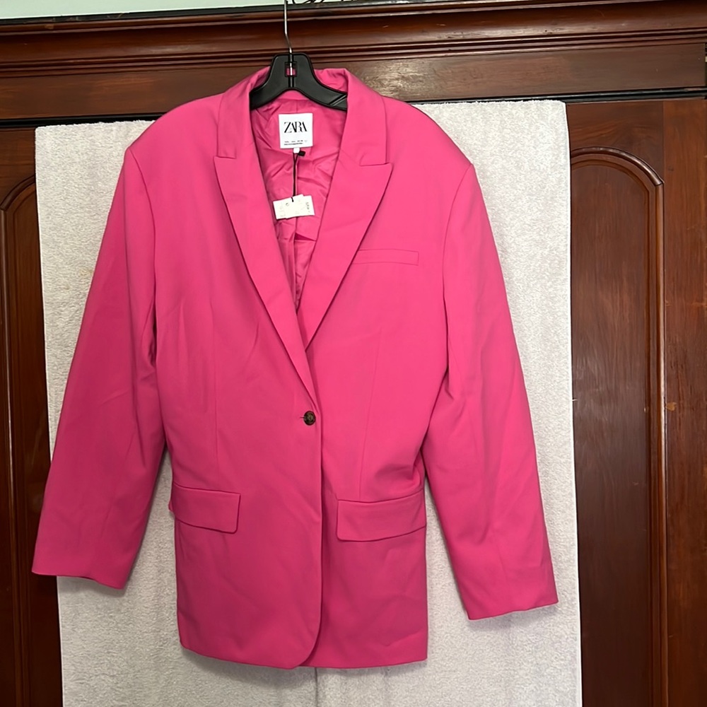 Zara NWT Bloggers Favorite Pink Oversized Blazer Size Large